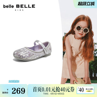 百丽幻彩亮片公主鞋 2026春新商场同款 宴会花朵单鞋 A7002A86 童鞋