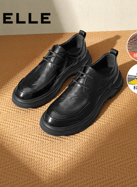 百丽男鞋商务男士冬季新款加绒真牛皮休闲通勤软底爸爸鞋8ND01DM4