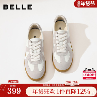 百丽女鞋子散文诗德训鞋新款小白鞋运动板鞋高帮休闲鞋子B0992AM6