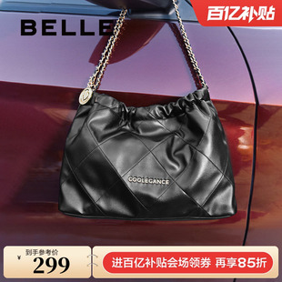 百丽包包女新款 托特通勤小香风垃圾袋流浪包红色新娘婚包X6603A