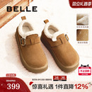 雪地靴加绒单鞋 全包厚底勃肯毛毛棉鞋 百丽雪顶咖啡新款 赵今麦同款