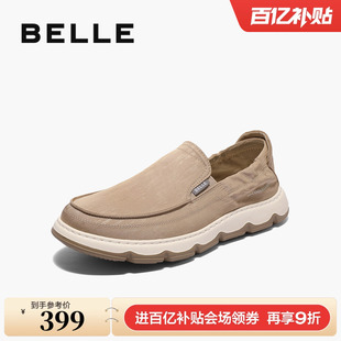 百丽男鞋一脚蹬透气布鞋男士夏季新款厚底懒人爸爸鞋8RW01BM5