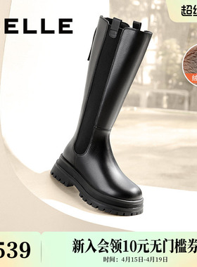 百丽厚底高长骑士靴女冬季新款显瘦切尔西靴加绒长筒靴子3NV70DG4