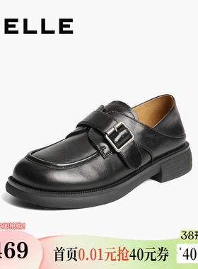 百丽乐福鞋女新款黑色小皮鞋两穿一脚蹬深口单鞋子D9W1DCM5
