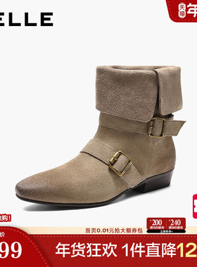 百丽复古显瘦时装靴子女冬新商场同款西部中筒靴BFB62DS5