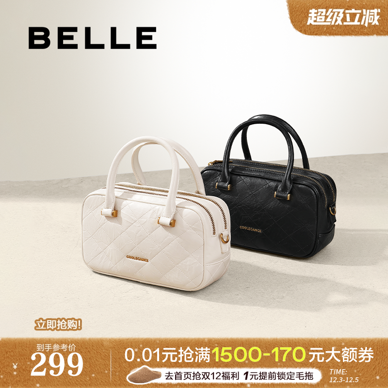 百丽包包女冬新小香风单肩斜挎手提波士顿包上班X7142DX4