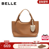 百丽包女2026商场同款 质感头层牛皮单肩斜挎手提托特包Z9421BX6