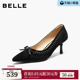 年会宴会浅口单鞋 新款 子F3X1DAQ6 女2026春季 百丽黑色高跟单鞋
