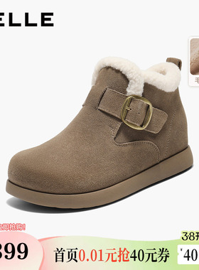 百丽高帮毛毛勃肯鞋冬季新款厚底雪地靴内增高保暖棉鞋子E5A1DDD5