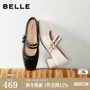 百丽羊皮粗高跟玛丽珍鞋女2026新款复古法式芭蕾通勤单鞋子F9R1D