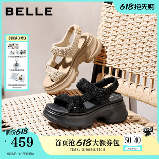 透气沙滩可外穿拖鞋 新款 子F4A1 女26夏季 百丽繁星厚底增高运动凉鞋