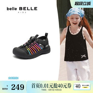 新款 百丽童鞋 旋转纽扣运动凉鞋 女童夏季 子A6212B75 新涉水凉鞋