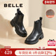 百丽厚底增高切尔西靴女靴新款 加绒保暖显瘦瘦靴短靴子B2287DD4