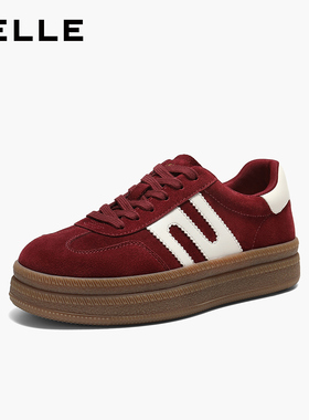 【新品试用】百丽跑道板栗德训复古红色德训鞋商场新厚底休闲板鞋