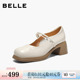 浅口单鞋 百丽粗跟玛丽珍鞋 复古真皮小皮鞋 新款 3A6C2AQ6 子女26春季