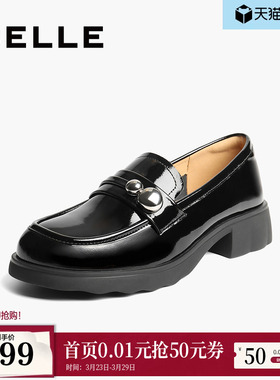 百丽厚底复古乐福鞋女秋季新款黑色小皮鞋深口单鞋子E1G1DCA5