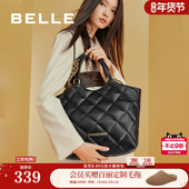 百丽包包女新款 通勤大容量手提托特包菱格包小香风单肩包X6384DX2