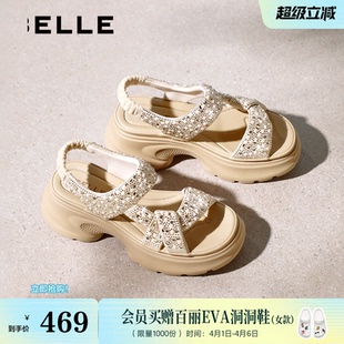 透气法式 百丽繁星厚底增高运动凉鞋 女26夏季 新款 F4A1D 休闲沙滩鞋