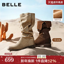 吴千语同款 百丽女靴荒野来信西部牛仔靴加绒雪地靴长筒靴3QFC3DG5