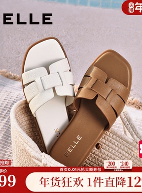 百丽拖鞋女年新款夏季外穿鞋子平跟海边度假沙滩鞋D6F1DBT5