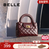 百丽包包女商场同款 新年礼物手提单肩斜跨包红色婚包小方包X7183A