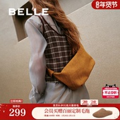 百丽包包女秋季 新款 绒面绗缝通勤单肩斜挎包小方包BL852CX5