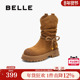 百丽女靴子复古西部靴堆堆靴户外冬季 新款 厚底中筒靴B2878DZ5
