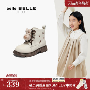 可爱厚底短筒靴L2008D95 新款 百丽童鞋 英伦风小兔子马丁靴子女冬季
