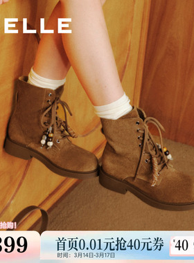 百丽荒野来信女靴复古英伦风工装靴两穿马丁靴休闲短靴B2746DD5