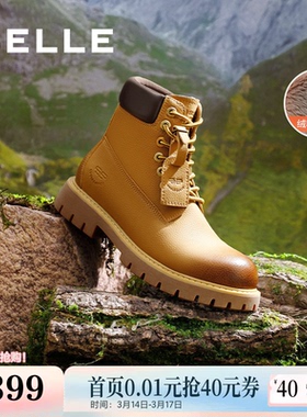 明星同款百丽男鞋又见旷野大黄靴加绒马丁靴棉鞋工装靴8MQ01DD4