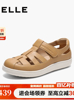 百丽透气罗马凉鞋女夏季新款包头厚底猪笼镂空单鞋子D3P1DBA5
