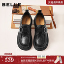 单鞋 百丽复古厚底方扣乐福鞋 黑色小皮鞋 新款 F1E1DAM6 女2026春季