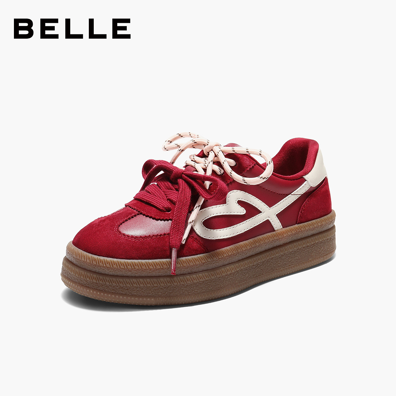 【林依轮直播间】百丽厚底流心曲奇复古德训鞋女26春新双鞋带休闲