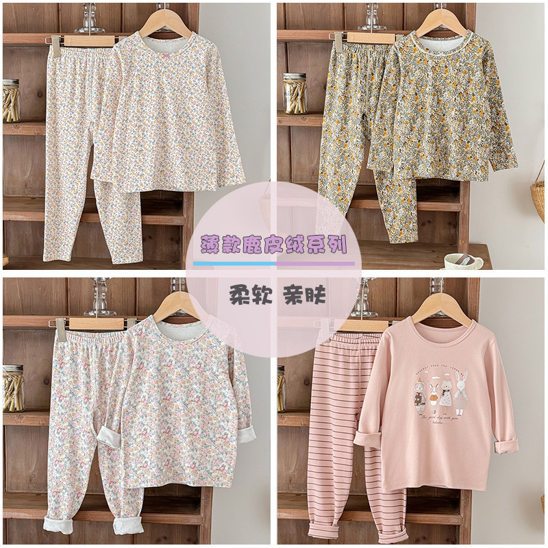 威奇猫230克儿童女童鹿皮绒内衣内裤套装秋衣秋裤线衣线裤图片
