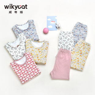 威奇猫230克儿童女童鹿皮绒倍柔棉内衣内裤套装秋衣秋裤线衣线裤