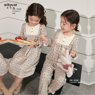 威奇猫儿童女童家居服睡衣睡裤套装兰精莫代尔亲子款180克薄款