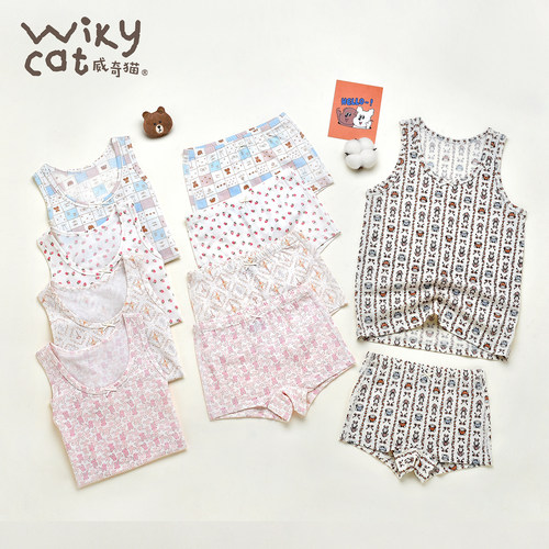 26新品正品威奇猫儿童女童内裤平角裤四角裤莫代尔一条装