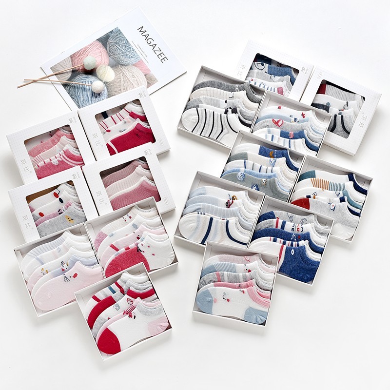 友邦斑比正品儿童船袜五双礼盒装