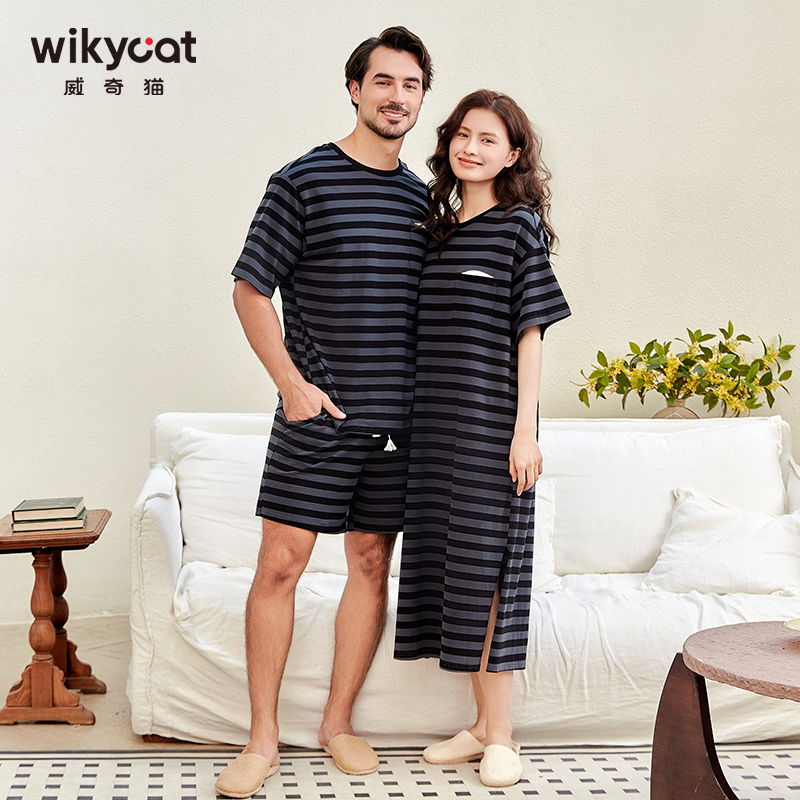 威奇猫莫代尔春夏情侣睡衣套装