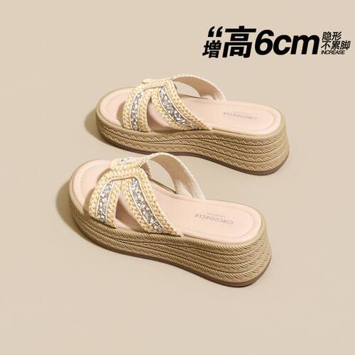 【6CM厚底增高】一字外穿凉拖鞋