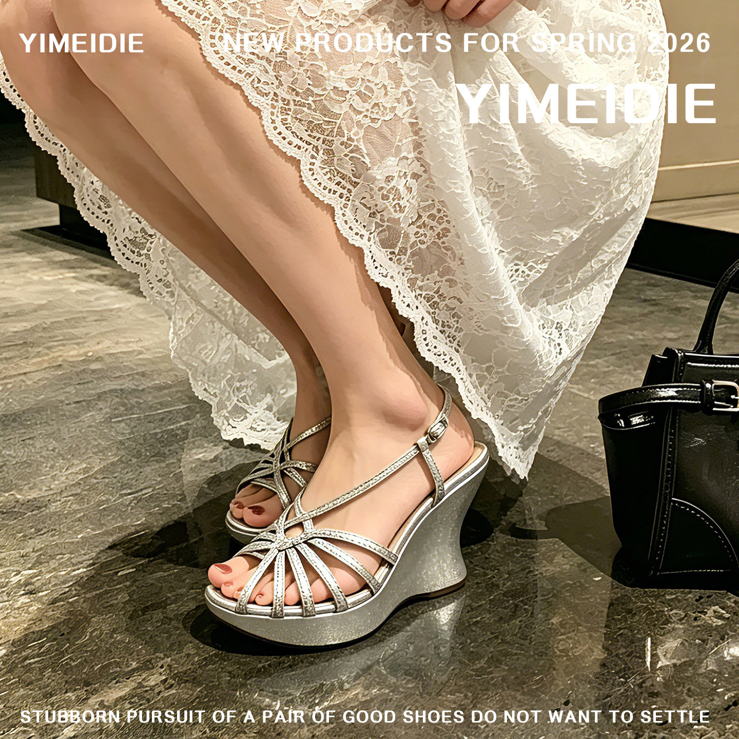 坡跟凉鞋女2026夏新款罗马绑带防水台交叉带小个子增高百搭高跟鞋