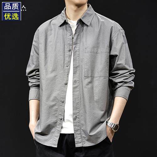 纯棉日系衬衫男高级感外套长袖春季2025新款工装衣服百搭大码春秋