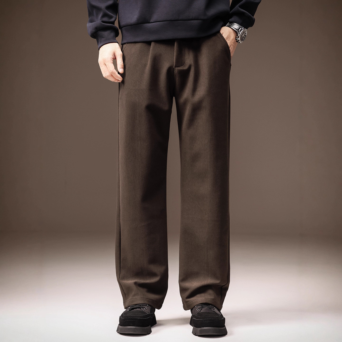 高端日系阔腿垂感男士休闲裤2025秋季新款美式宽松直筒西裤子男潮