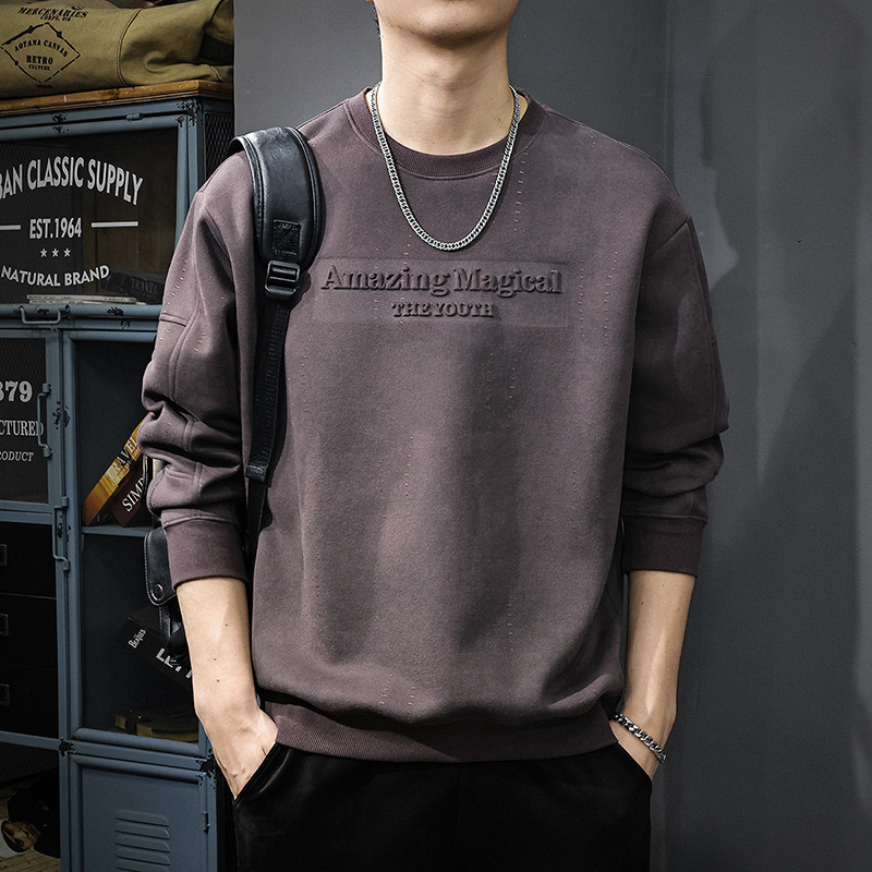 美式复古做旧圆领卫衣男外套