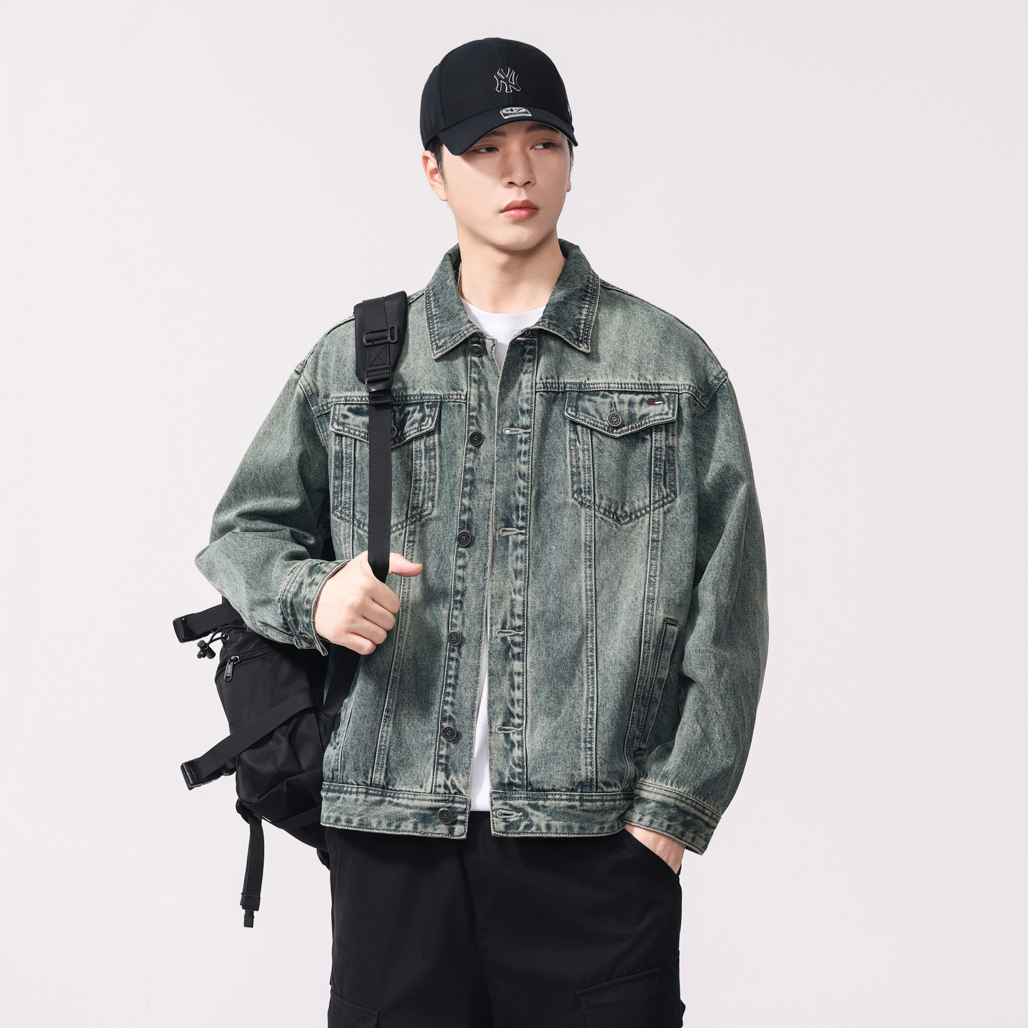 欧洲站翡翠蓝牛仔外套男2025