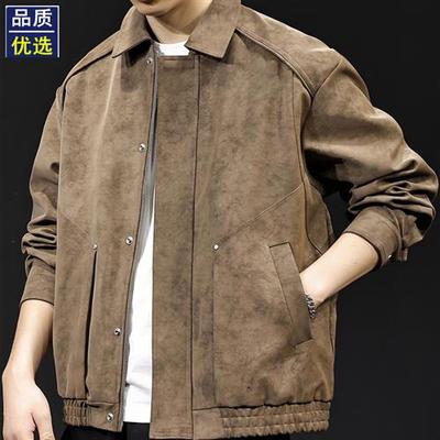 男士皮衣覆古工装外套2025新款秋冬大码休闲高端衣服潮牌机车夹克