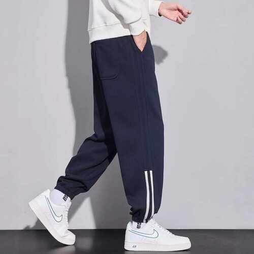 2026秋季四季新款欧美日韩针织条纹藏青直筒休闲裤男潮很轻PANTS