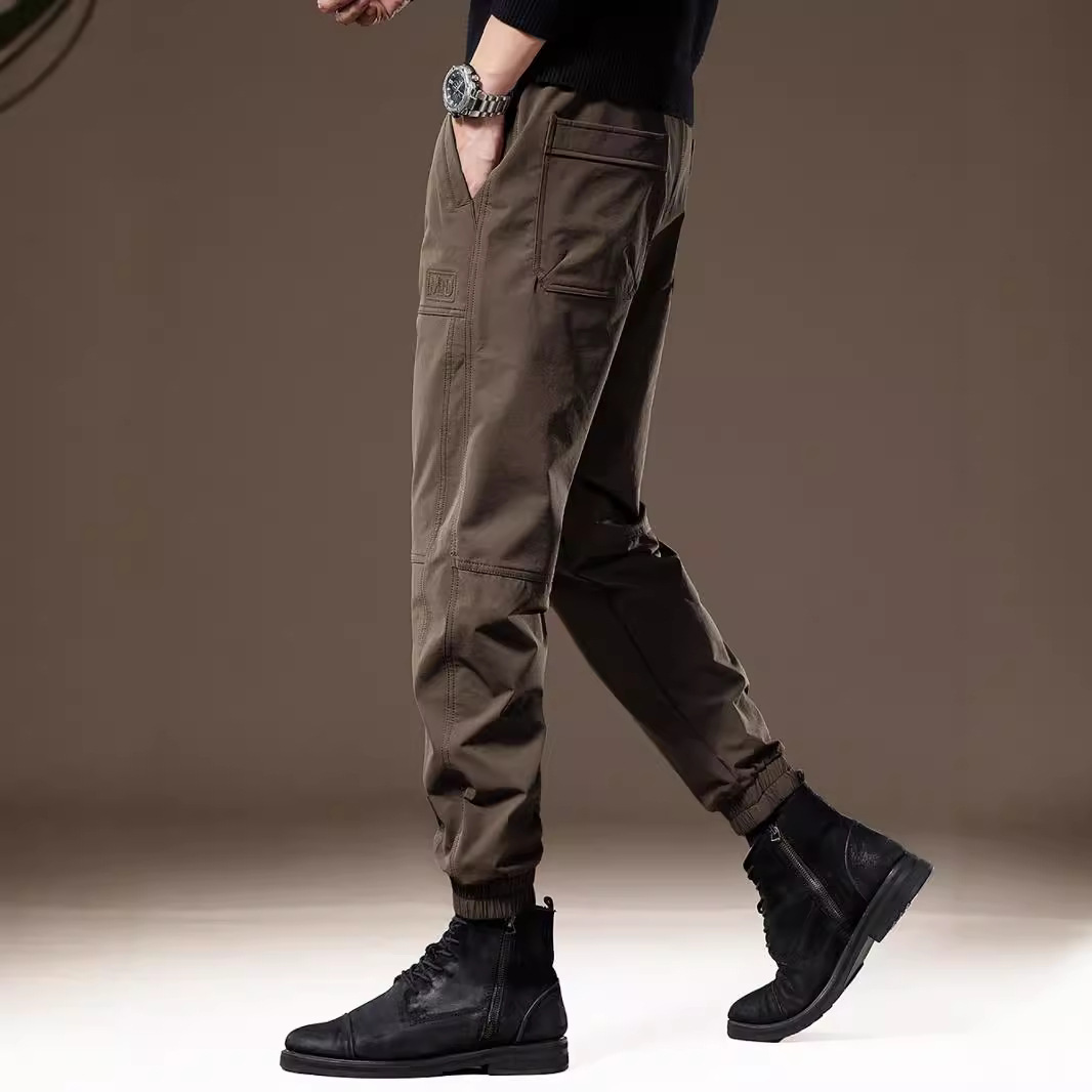 高端美式复古工装束脚裤男