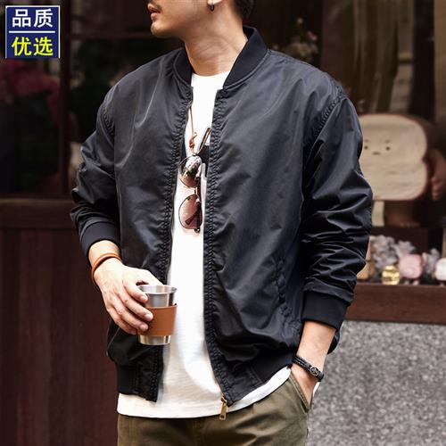 高级感美式复古飞行夹克男士春秋新款宽松潮牌棒球服外套男