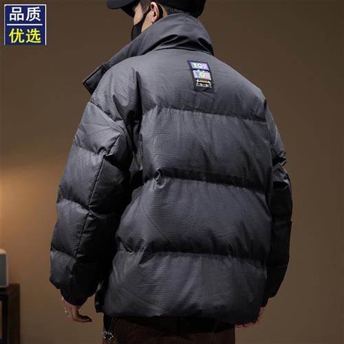 短款羽绒服男2024冬季新款潮牌加厚保暖面包服立领鸭绒情侣外套